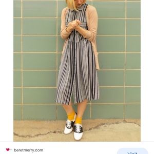 Striped Button-up sleeveless dress